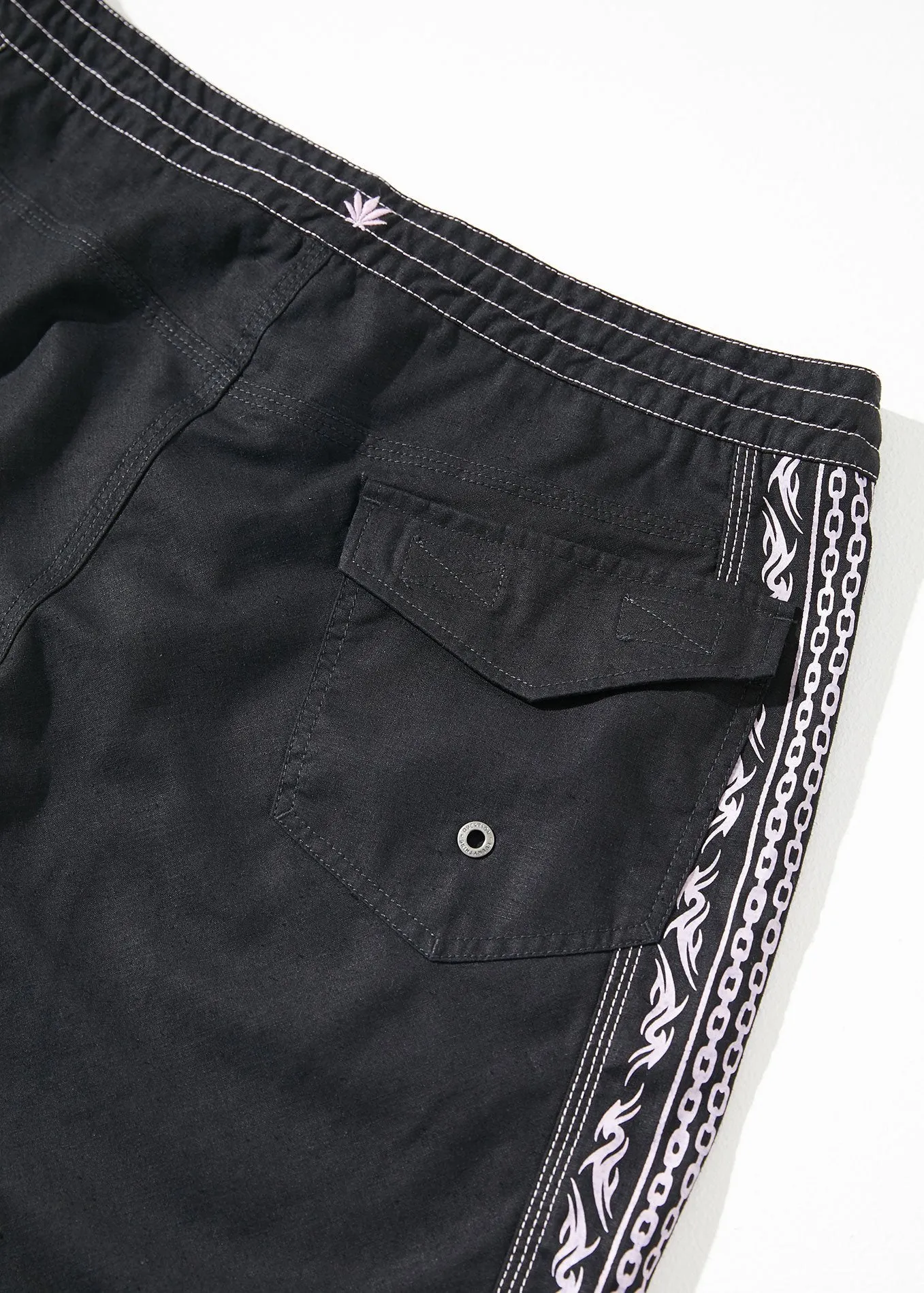 Afends Mens Hemp Related - Hemp Fixed Waist Boardshort - Black