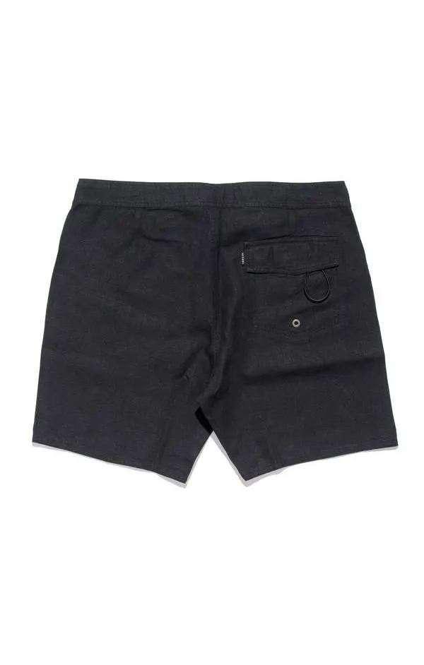 Afends Mens Hemp Trunk 1.0 - Black - Fixed Waist Board Short