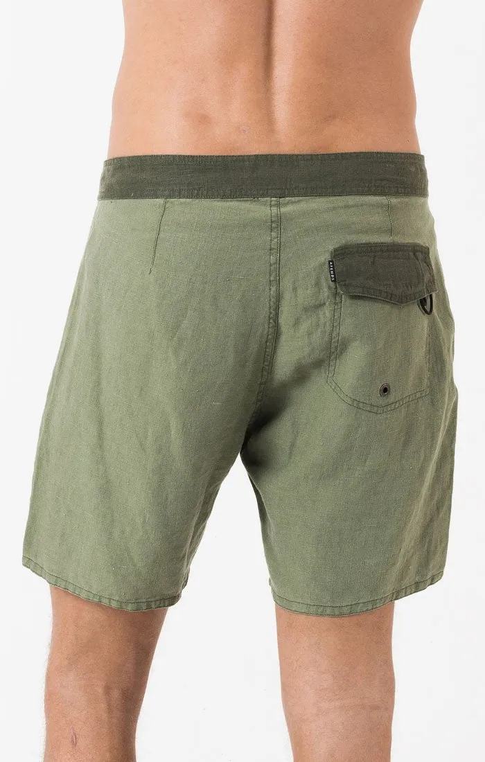 Afends Mens Hemp Trunk 1.0 - Black - Fixed Waist Board Short