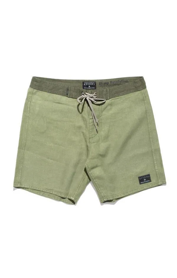 Afends Mens Hemp Trunk 1.0 - Black - Fixed Waist Board Short