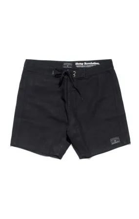 Afends Mens Hemp Trunk 1.0 - Black - Fixed Waist Board Short