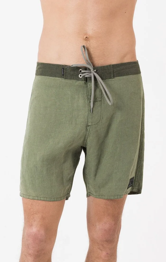 Afends Mens Hemp Trunk 1.0 - Black - Fixed Waist Board Short
