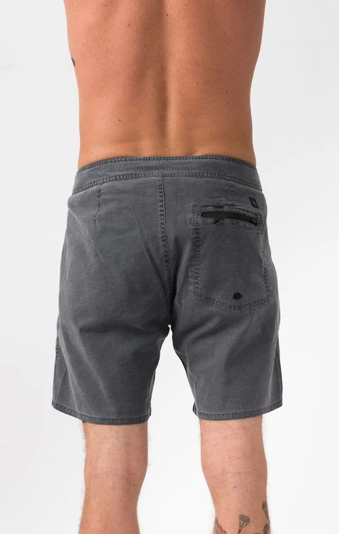 Afends Mens Hemp Trunk 2.0 - Black Oil - Fixed Waist Board Short
