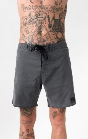 Afends Mens Hemp Trunk 2.0 - Black Oil - Fixed Waist Board Short