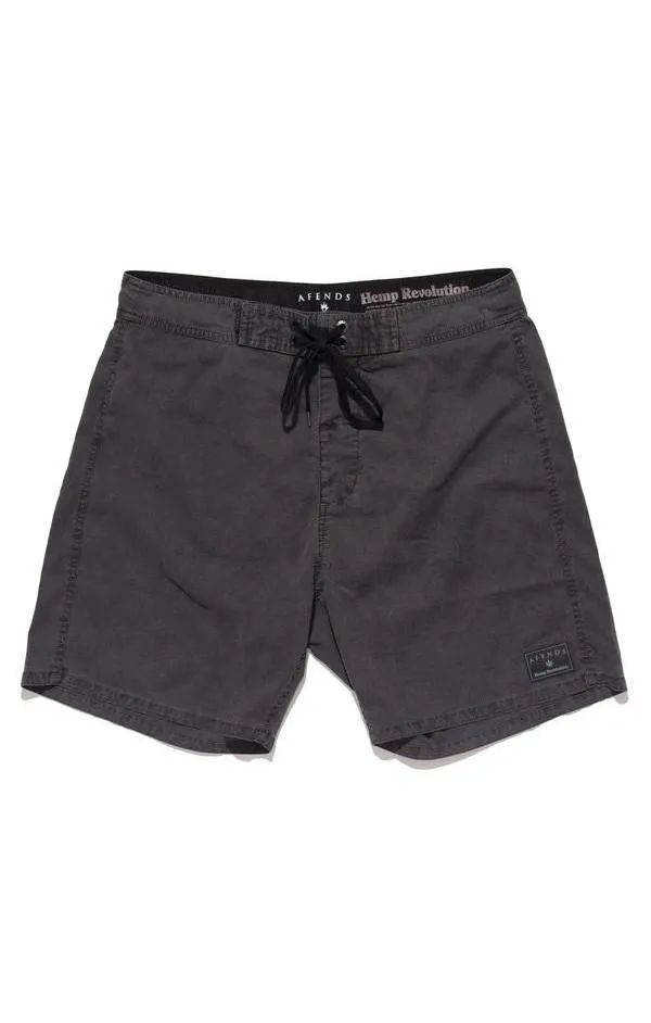 Afends Mens Hemp Trunk 2.0 - Black Oil - Fixed Waist Board Short