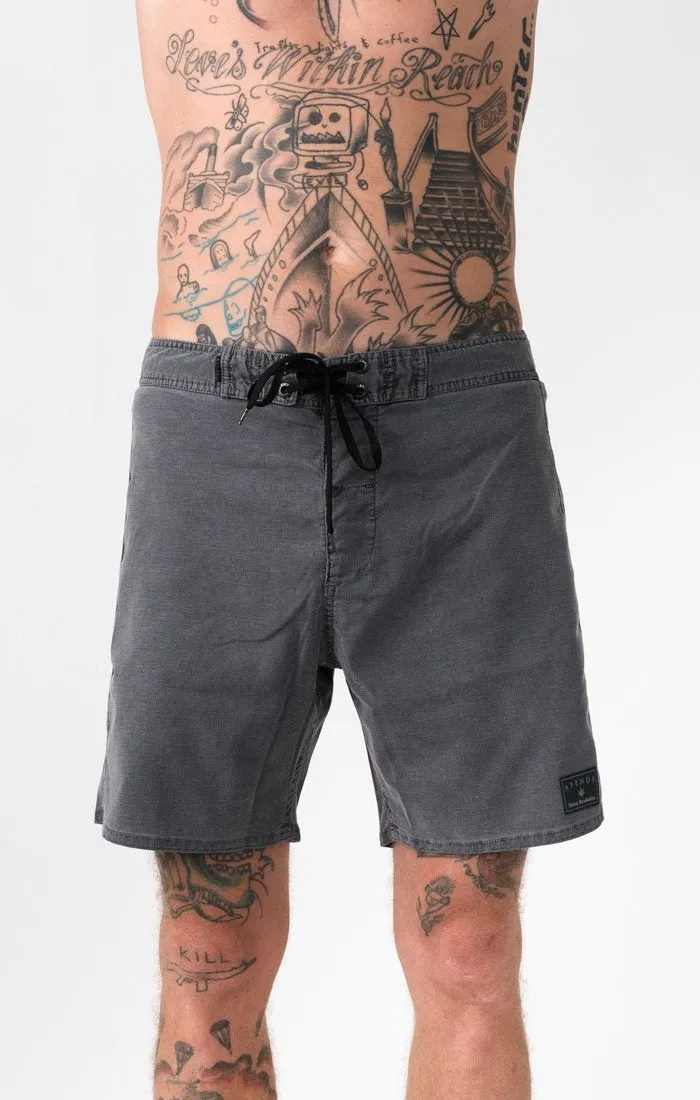 Afends Mens Hemp Trunk 2.0 - Black Oil - Fixed Waist Board Short