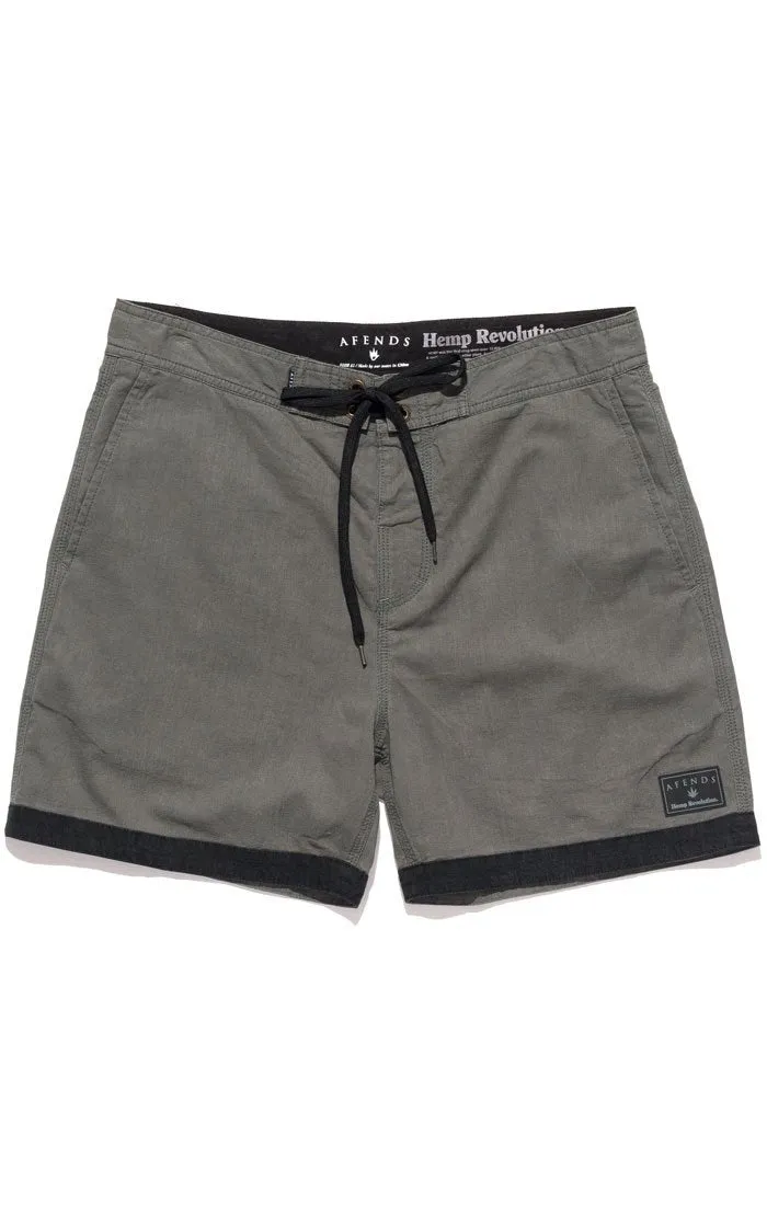 Afends Mens Hemp Trunk Naturals - Fixed Waist Pocket Board Shorts