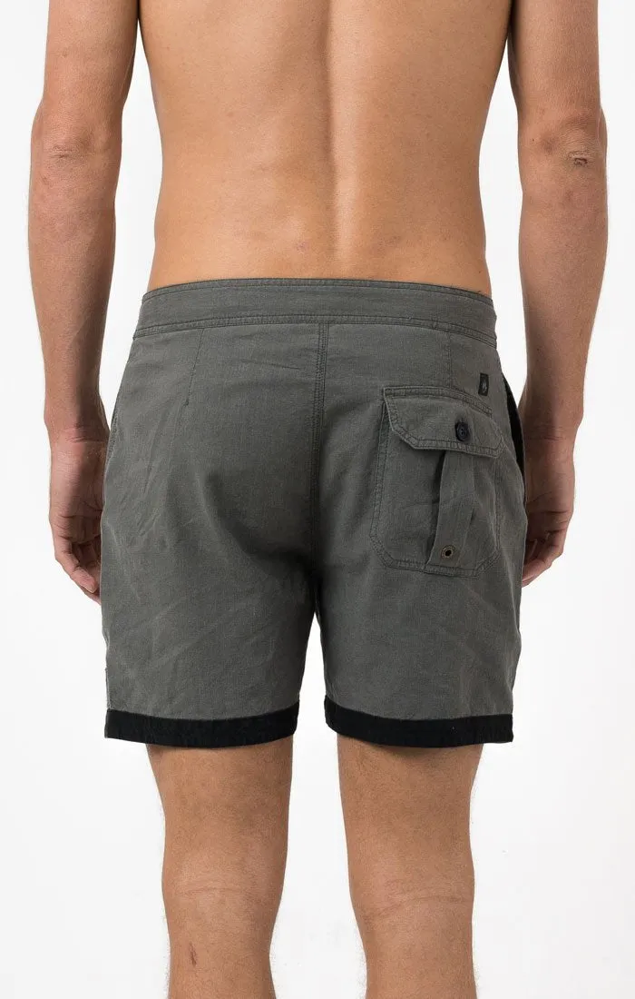 Afends Mens Hemp Trunk Naturals - Fixed Waist Pocket Board Shorts