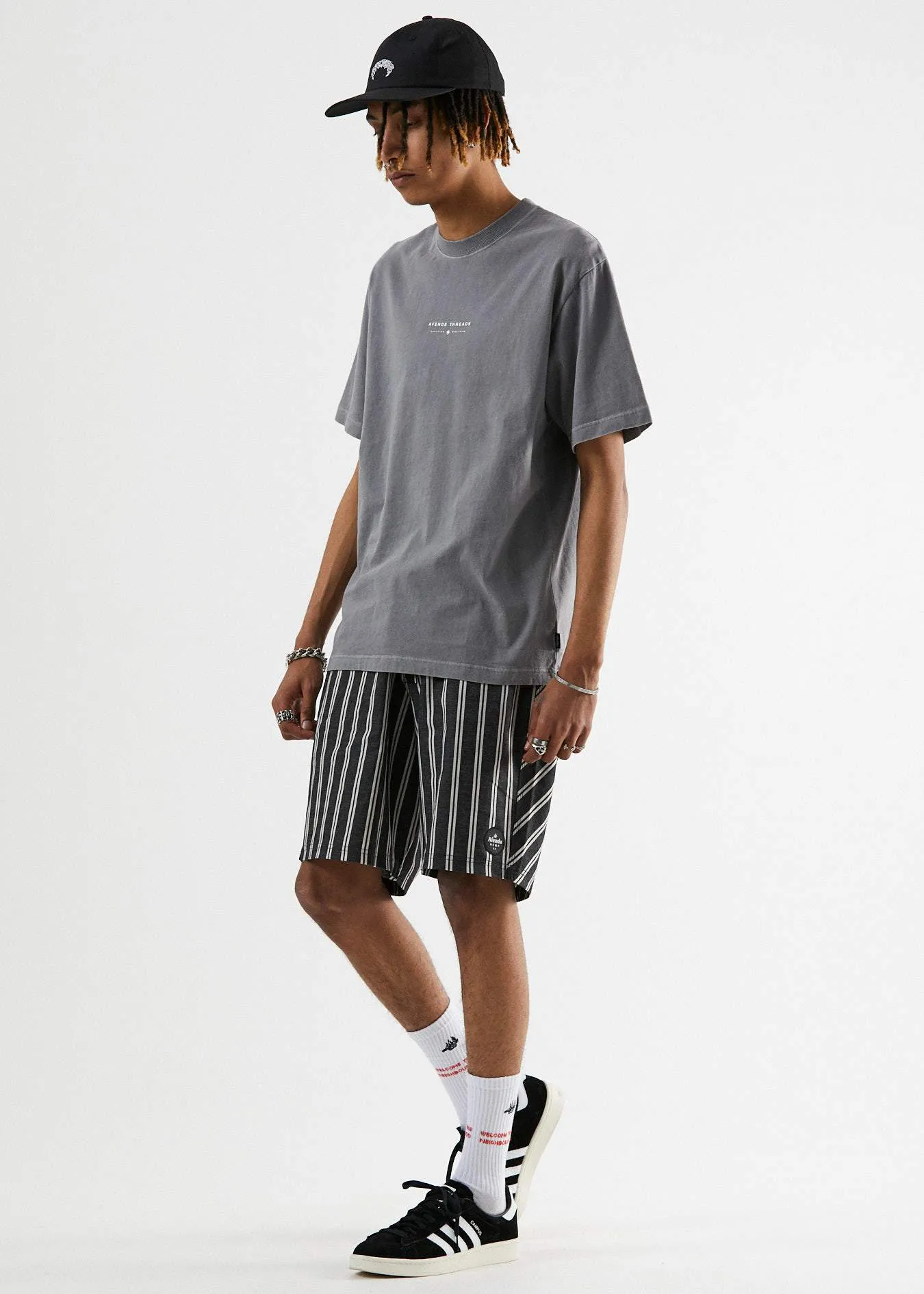 Afends Mens Kenny - Hemp Fixed Waist Boardshort - Black