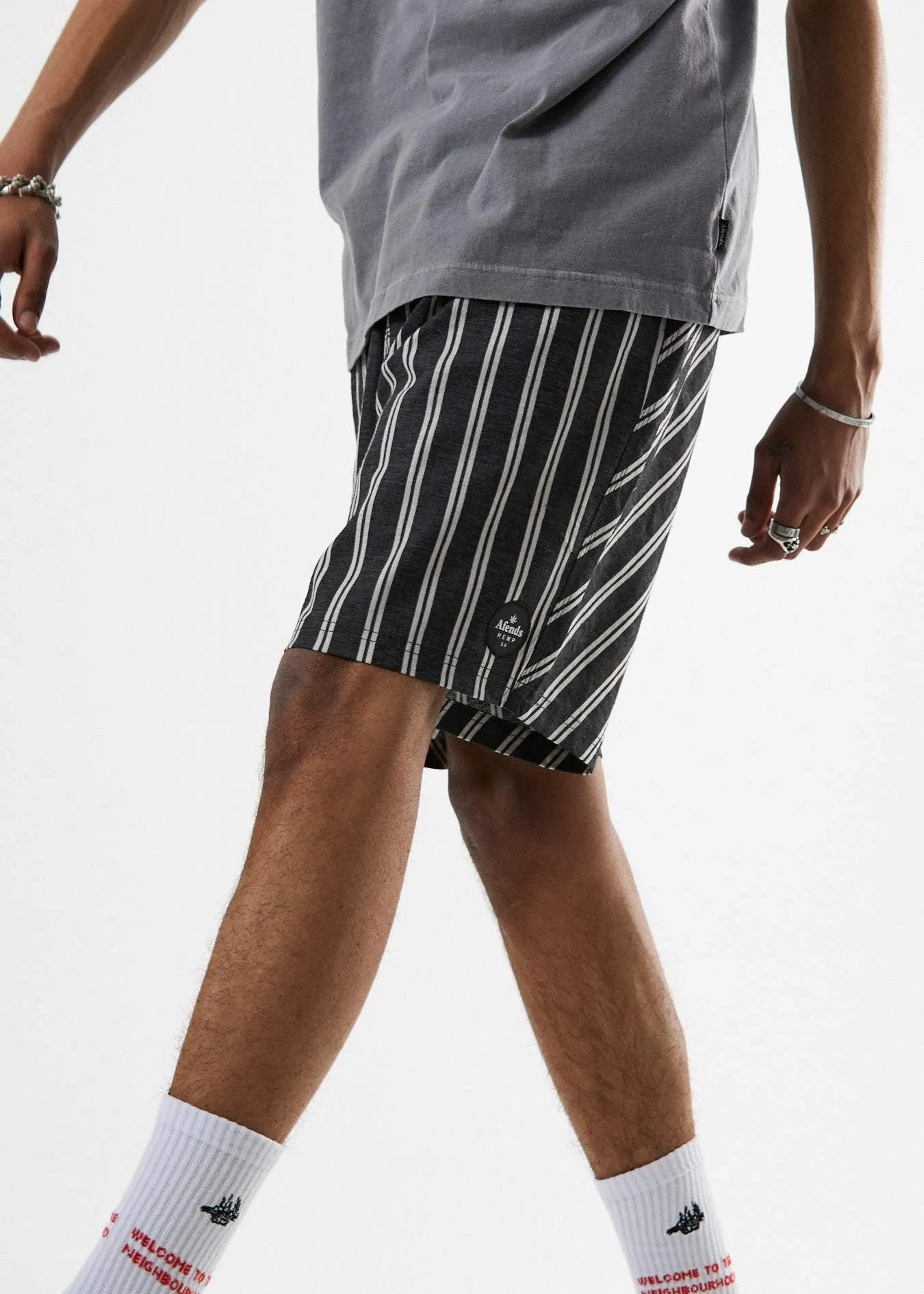 Afends Mens Kenny - Hemp Fixed Waist Boardshort - Black