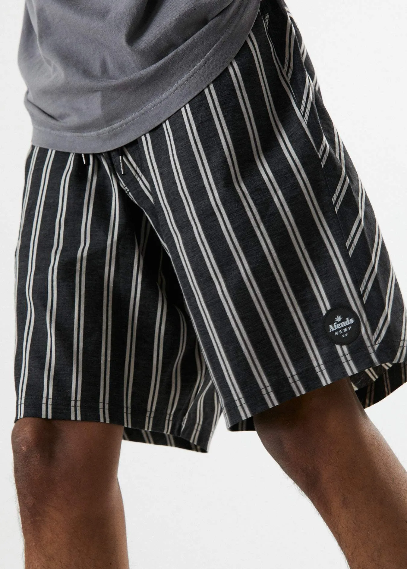 Afends Mens Kenny - Hemp Fixed Waist Boardshort - Black