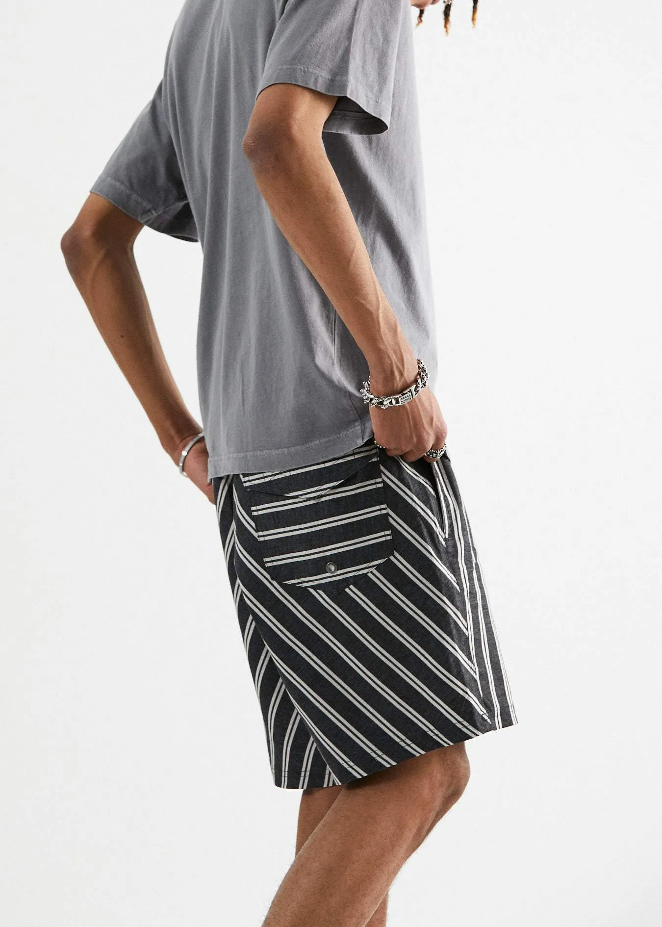 Afends Mens Kenny - Hemp Fixed Waist Boardshort - Black