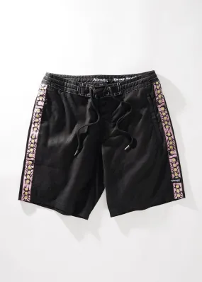 Afends Mens Norm Core - Hemp Fixed Waist Boardshort - Black