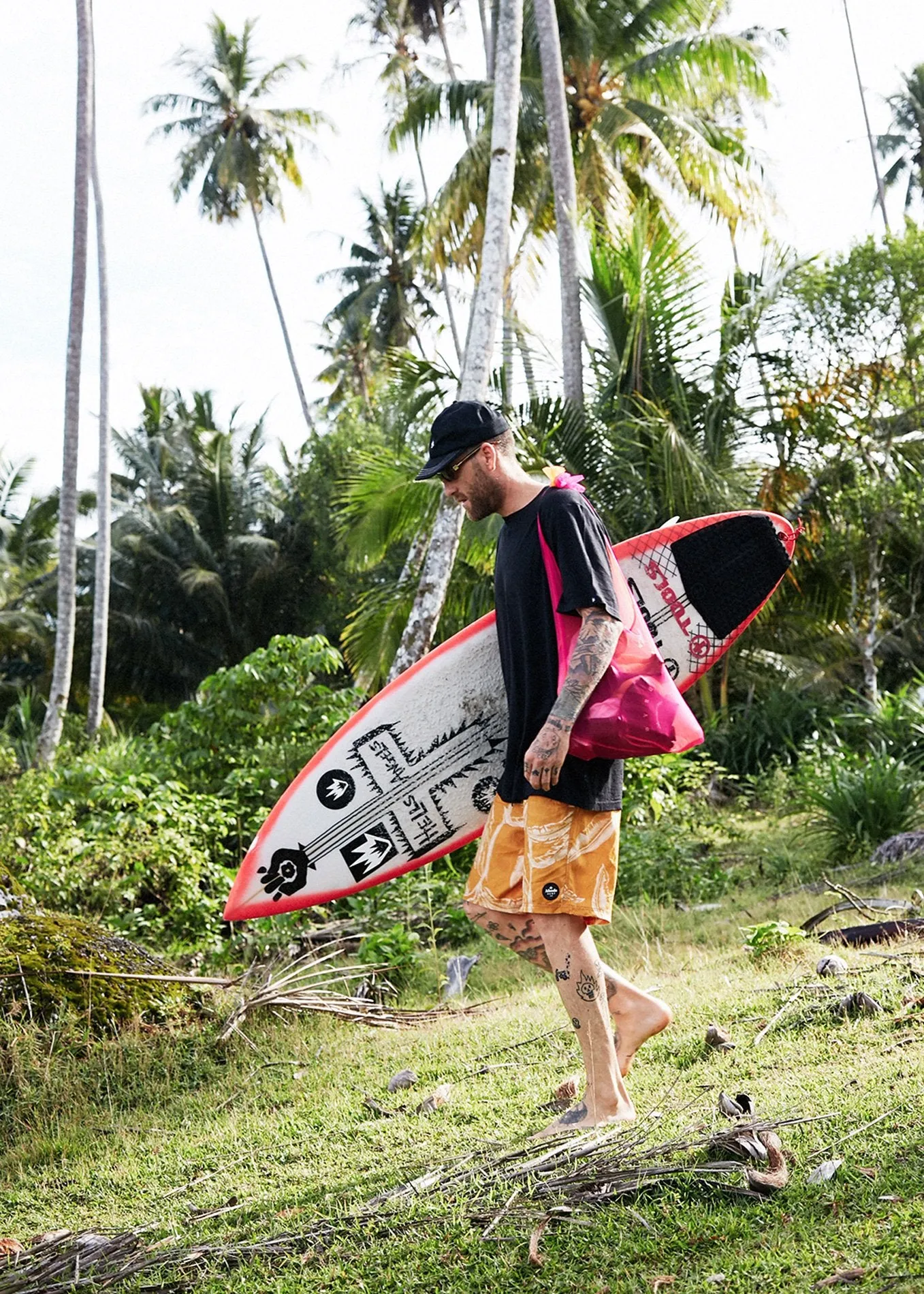 Afends Mens Paradiso - Hemp Fixed Waist Boardshort - Yam