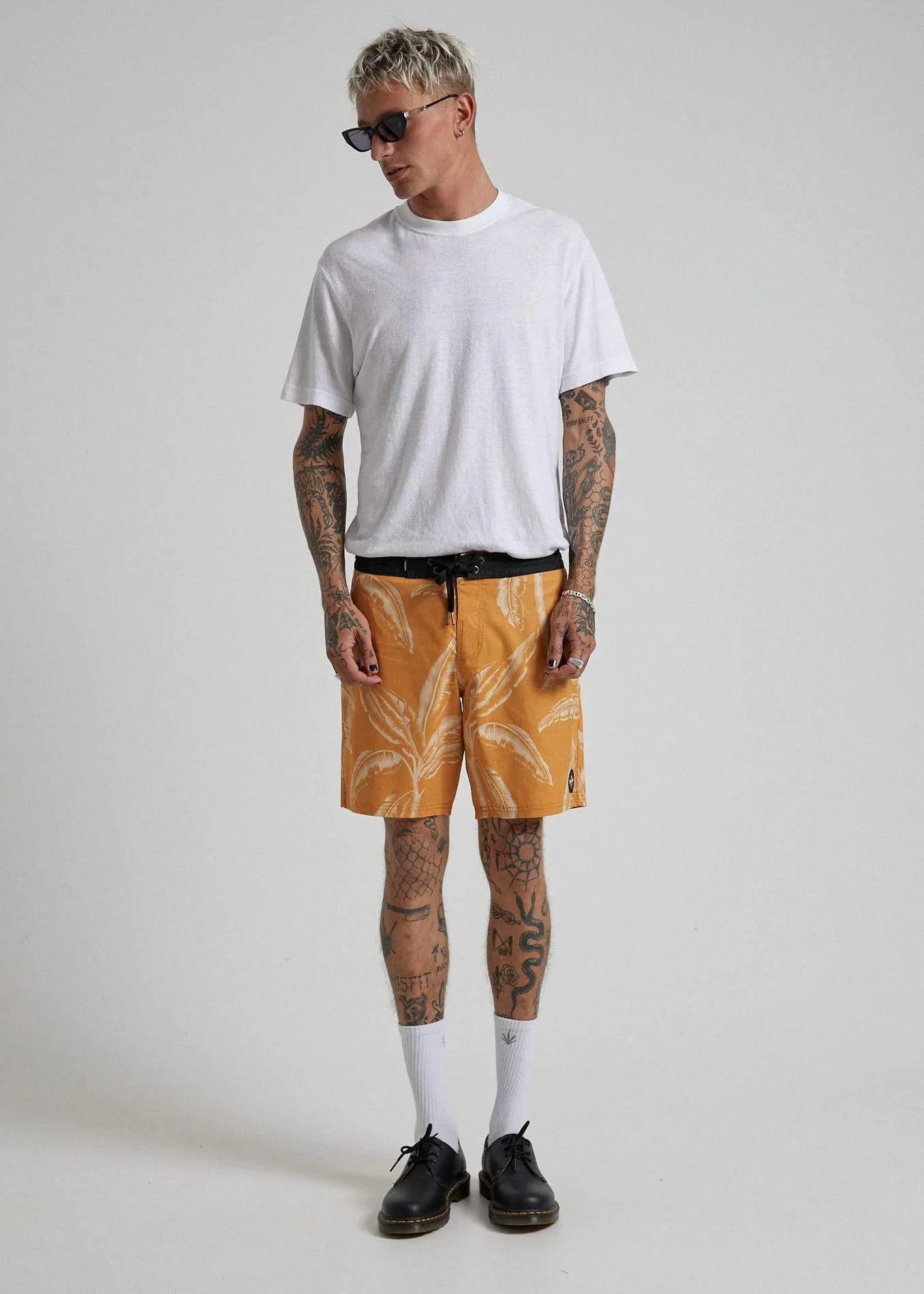 Afends Mens Paradiso - Hemp Fixed Waist Boardshort - Yam