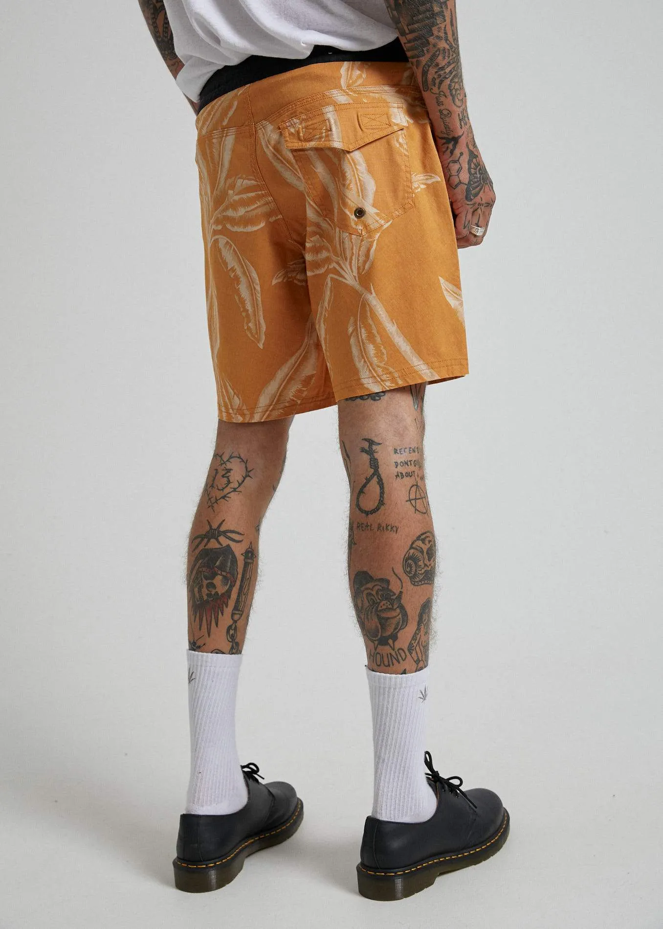 Afends Mens Paradiso - Hemp Fixed Waist Boardshort - Yam
