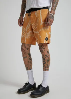 Afends Mens Paradiso - Hemp Fixed Waist Boardshort - Yam