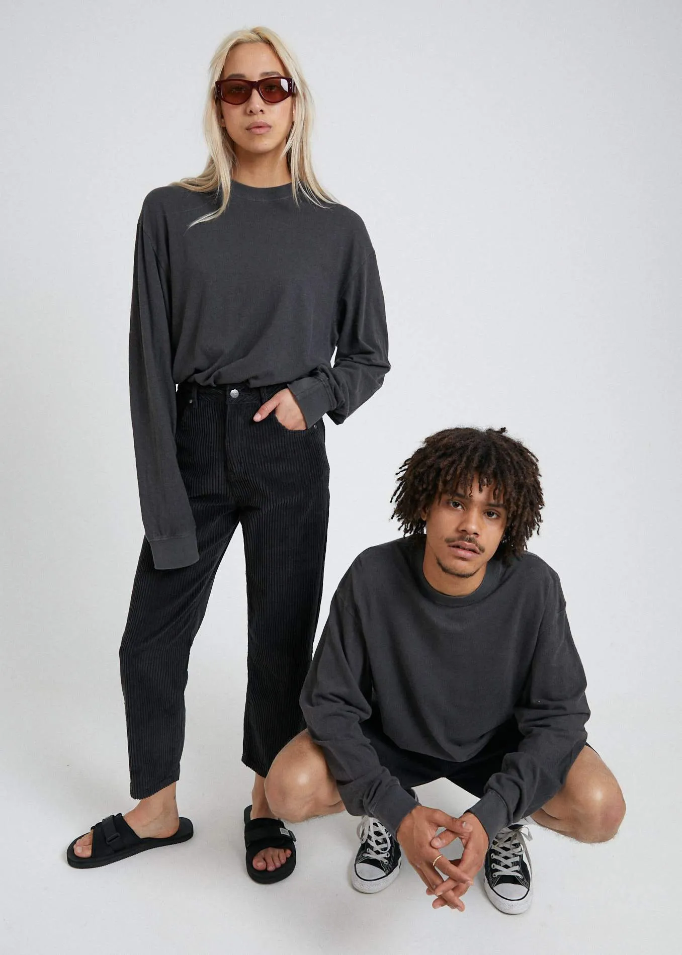 Afends Mens Rolling On - Hemp Retro Fit Long Sleeve Tee - Black