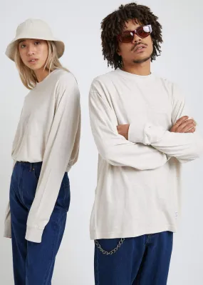 Afends Mens Rolling On - Hemp Retro Fit Long Sleeve Tee - Moonbeam