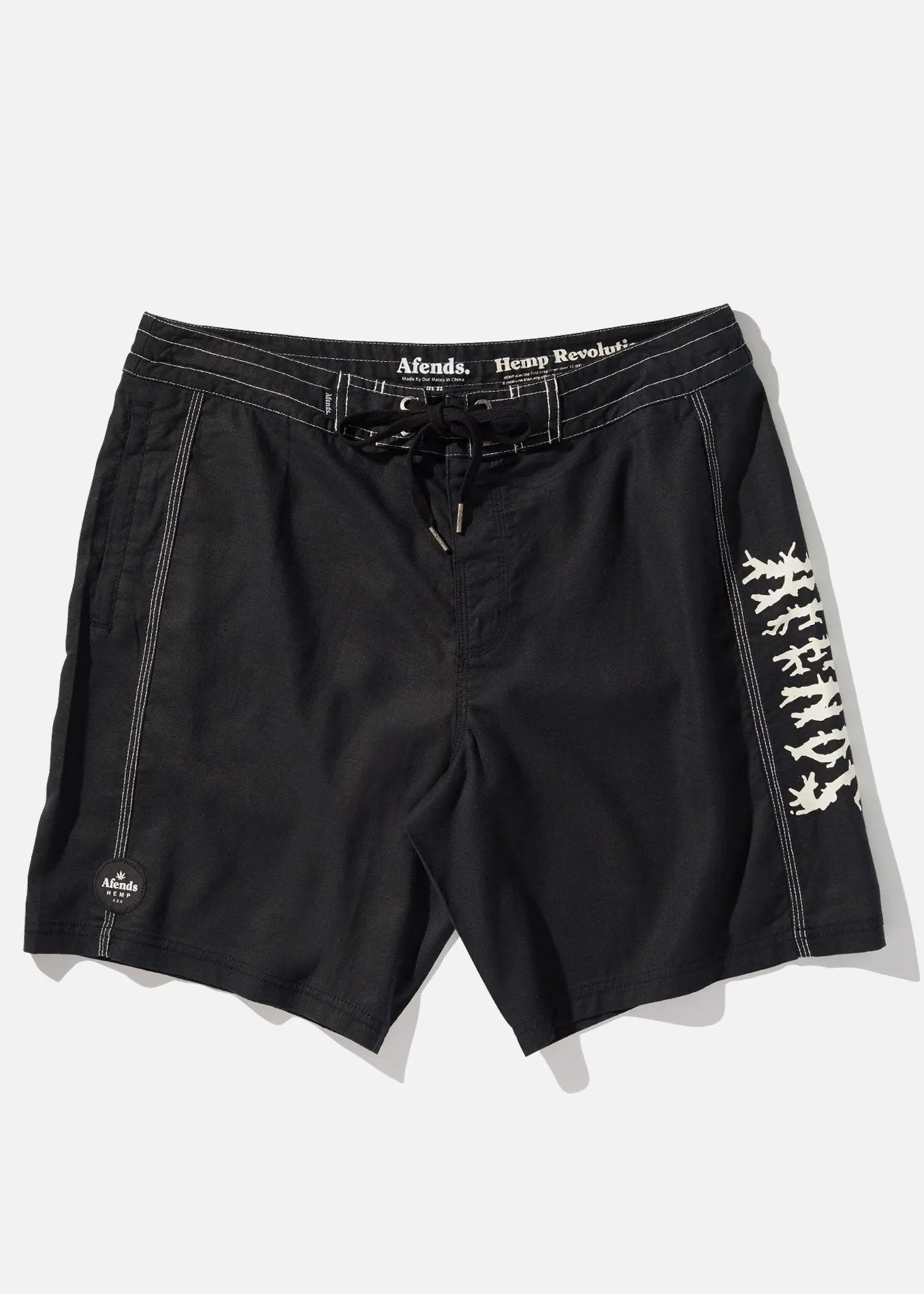 Afends Mens Trashed - Hemp Fixed Waist Boardshort