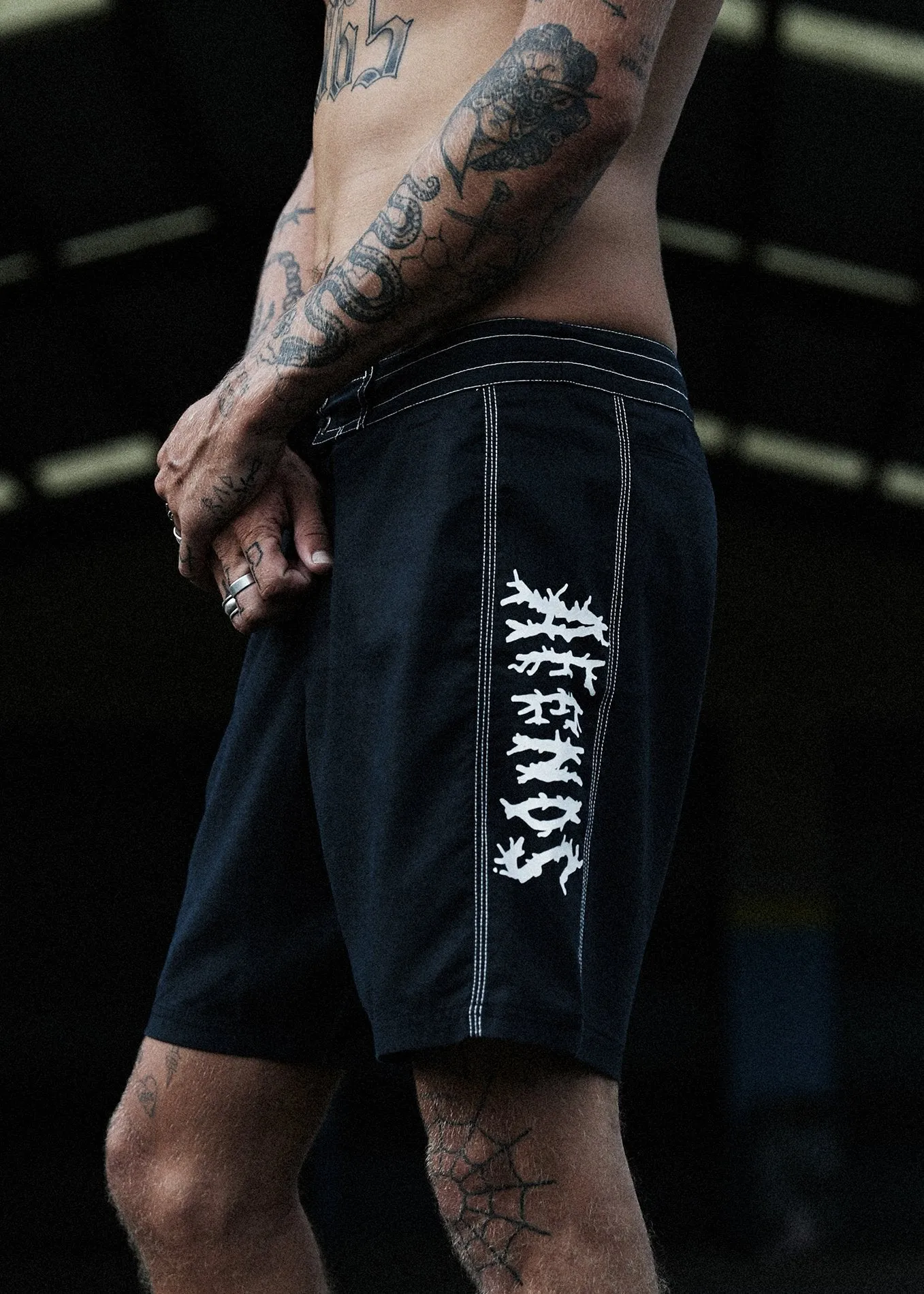 Afends Mens Trashed - Hemp Fixed Waist Boardshort