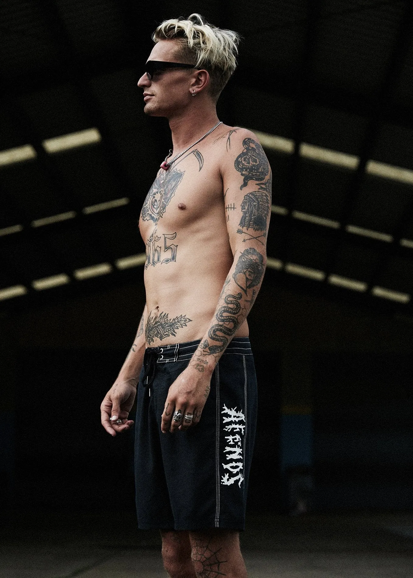 Afends Mens Trashed - Hemp Fixed Waist Boardshort