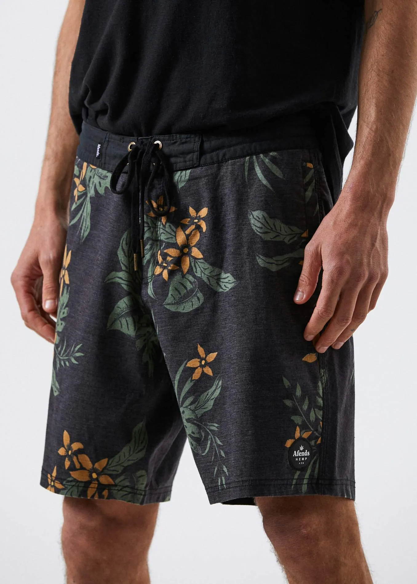 Afends Mens Tropi Cooked - Hemp Fixed Waist Boardshort