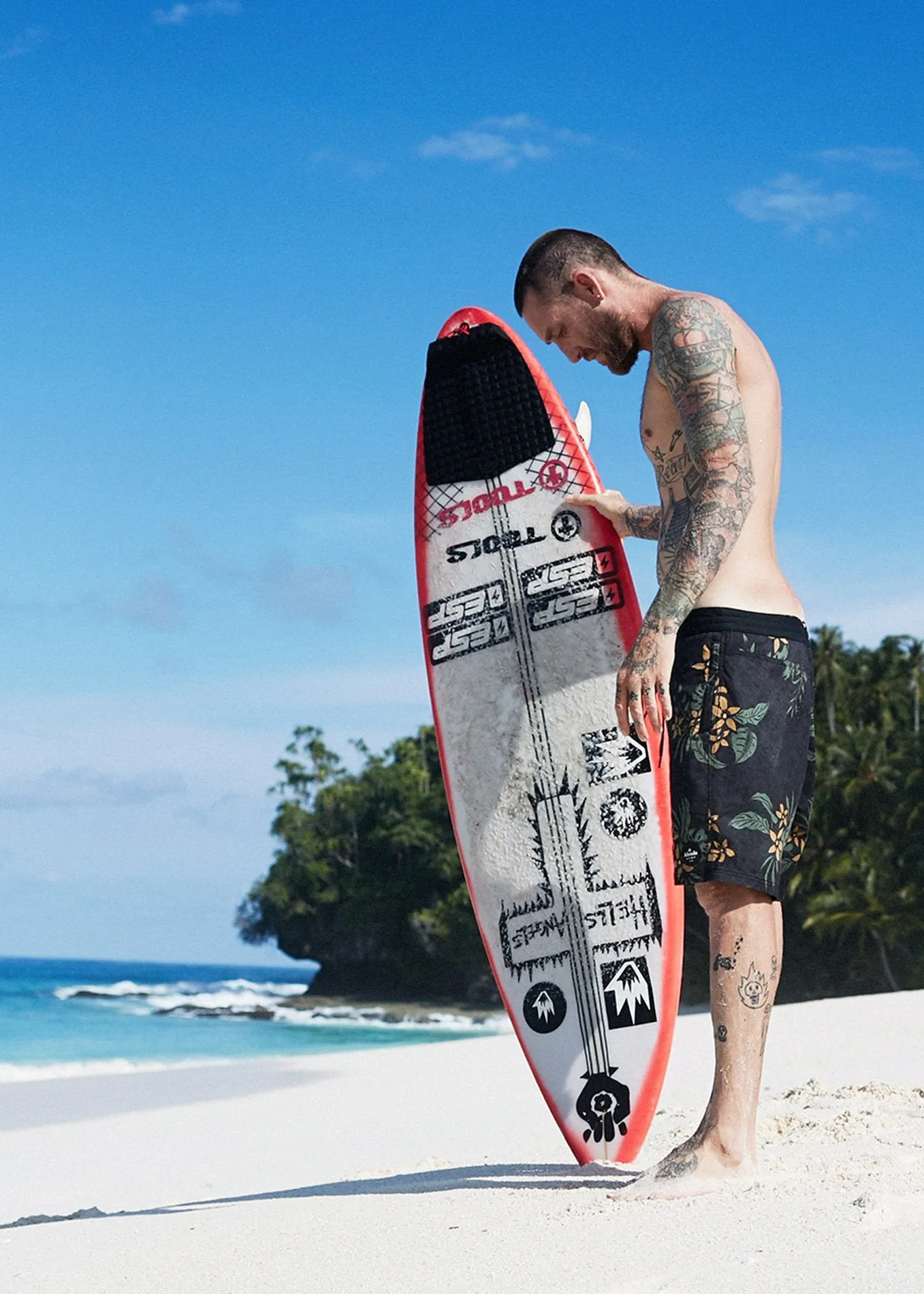 Afends Mens Tropi Cooked - Hemp Fixed Waist Boardshort