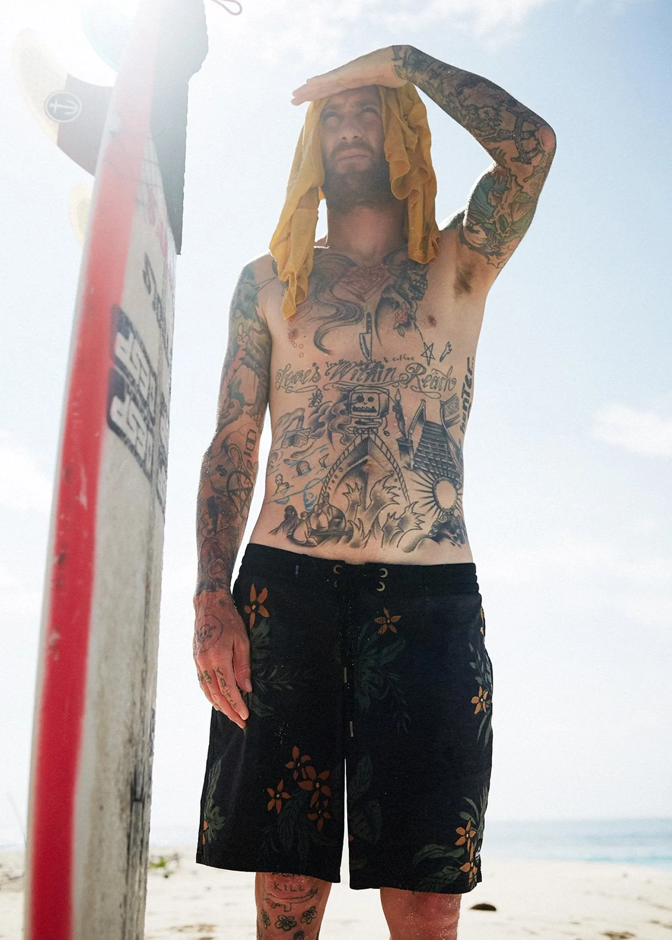 Afends Mens Tropi Cooked - Hemp Fixed Waist Boardshort