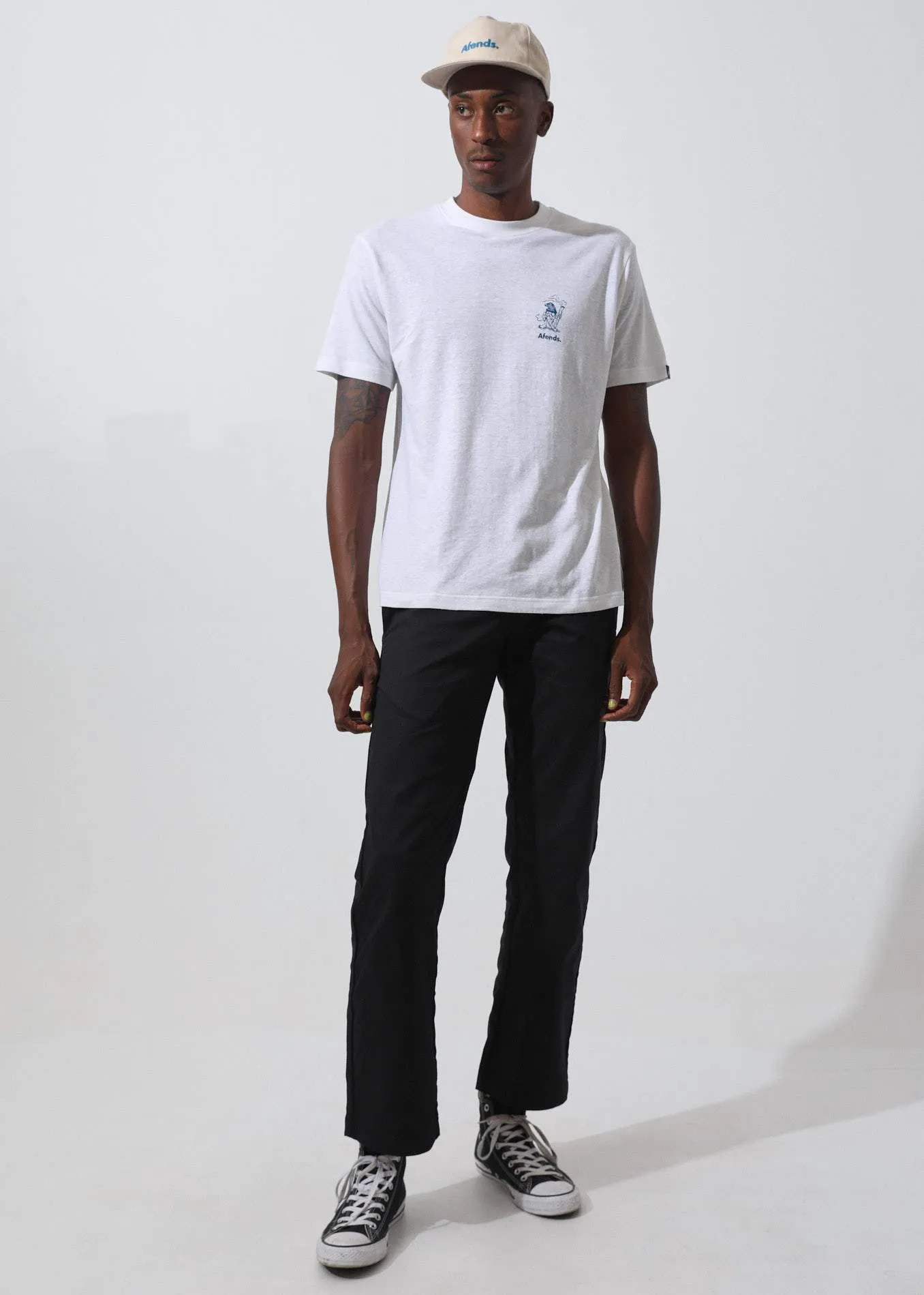 Afends Mens Wizard Lord - Hemp Retro Fit Tee - White