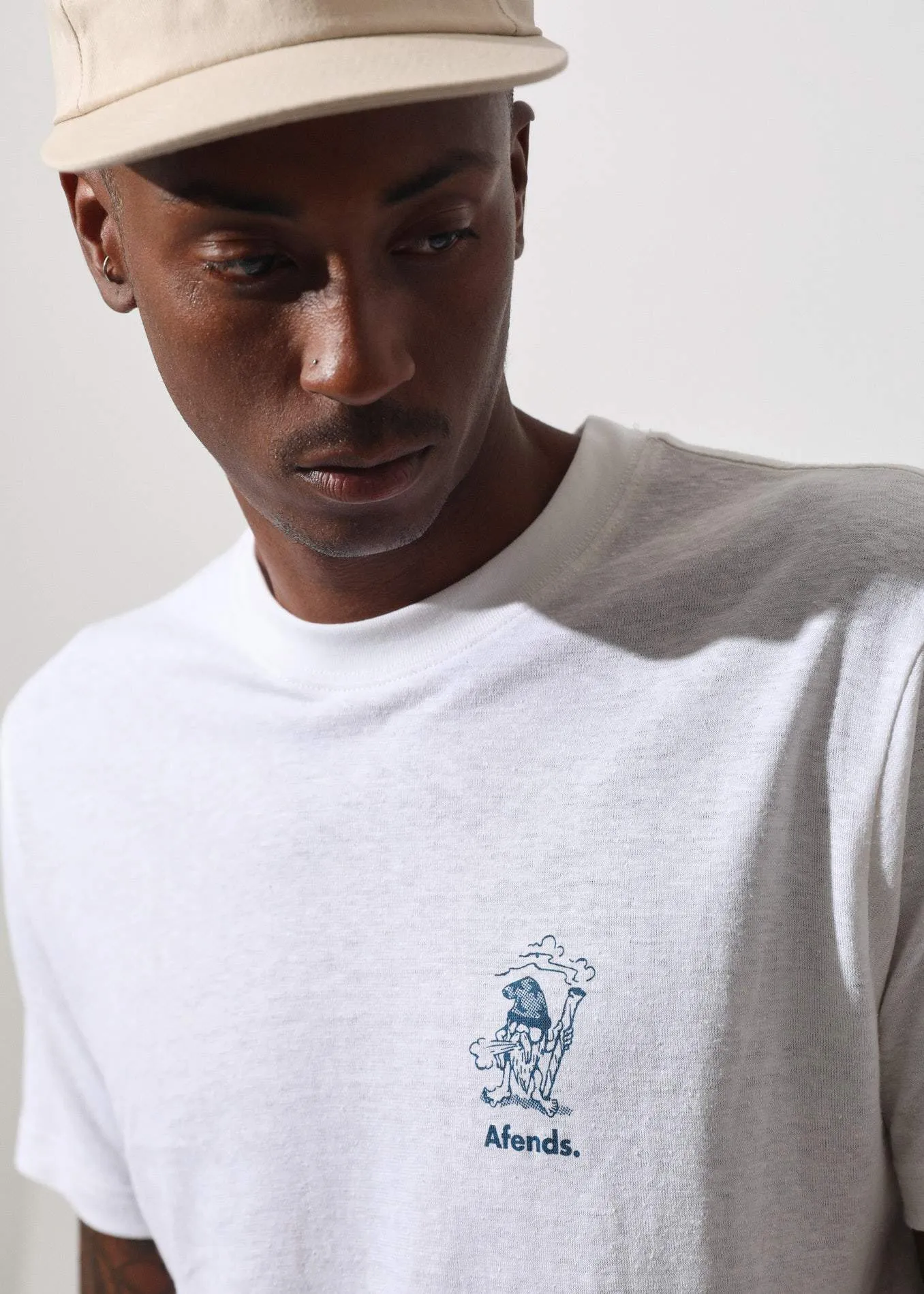 Afends Mens Wizard Lord - Hemp Retro Fit Tee - White