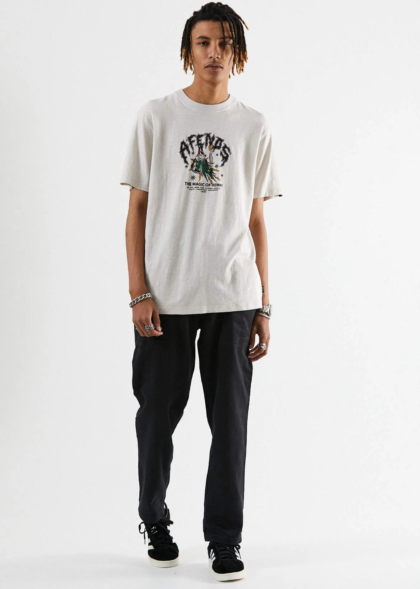 Afends Mens Wizardry - Hemp Retro Fit Tee - Moonbeam