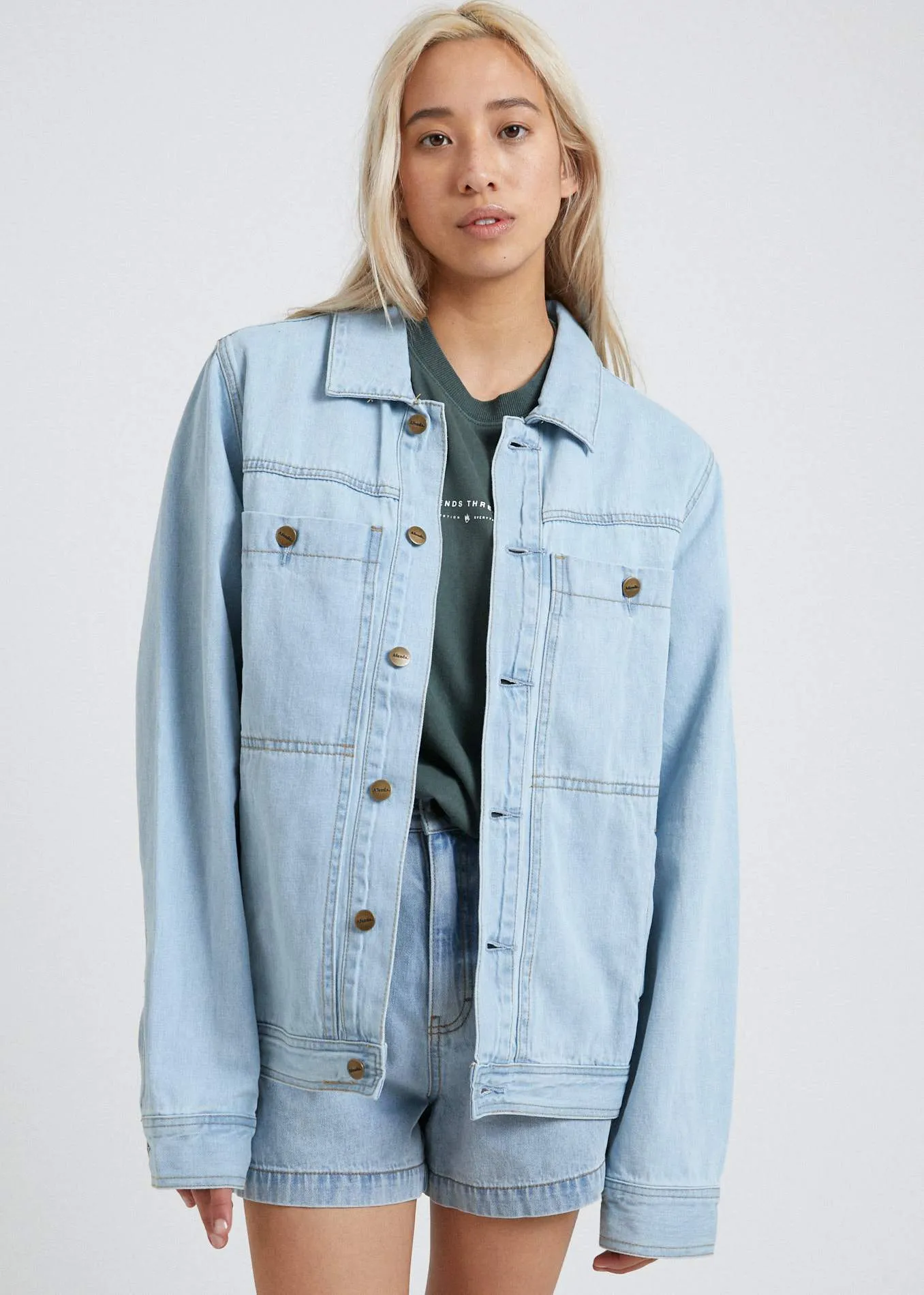 Afends Unisex Overtime - Unisex Hemp Denim Jacket - Stone Blue