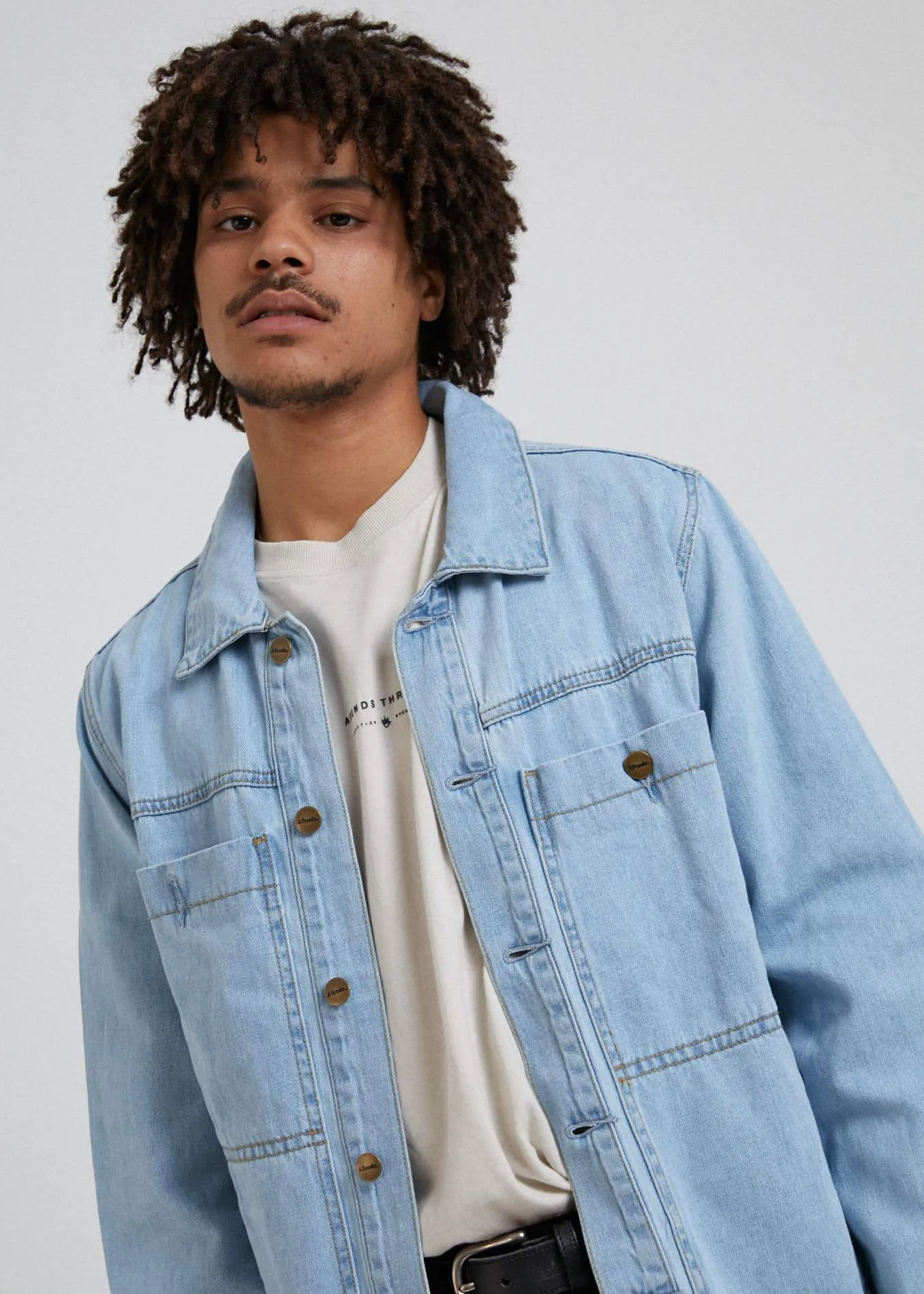 Afends Unisex Overtime - Unisex Hemp Denim Jacket - Stone Blue