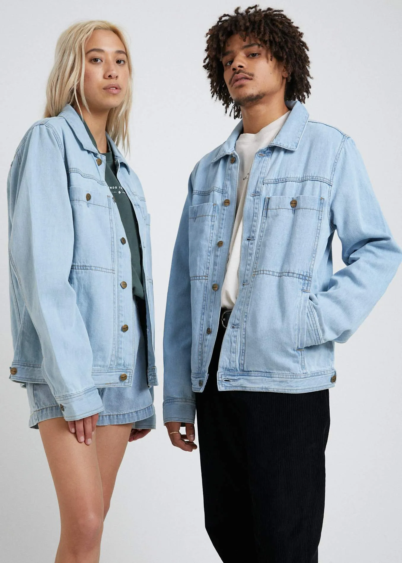 Afends Unisex Overtime - Unisex Hemp Denim Jacket - Stone Blue