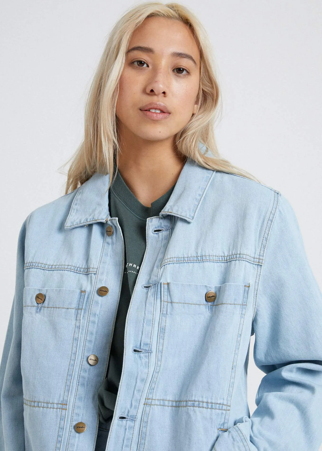 Afends Unisex Overtime - Unisex Hemp Denim Jacket - Stone Blue