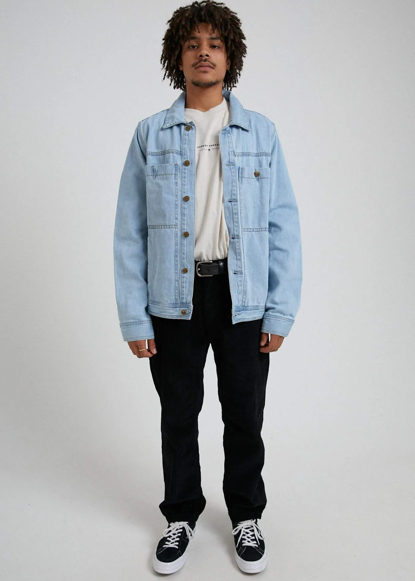 Afends Unisex Overtime - Unisex Hemp Denim Jacket - Stone Blue