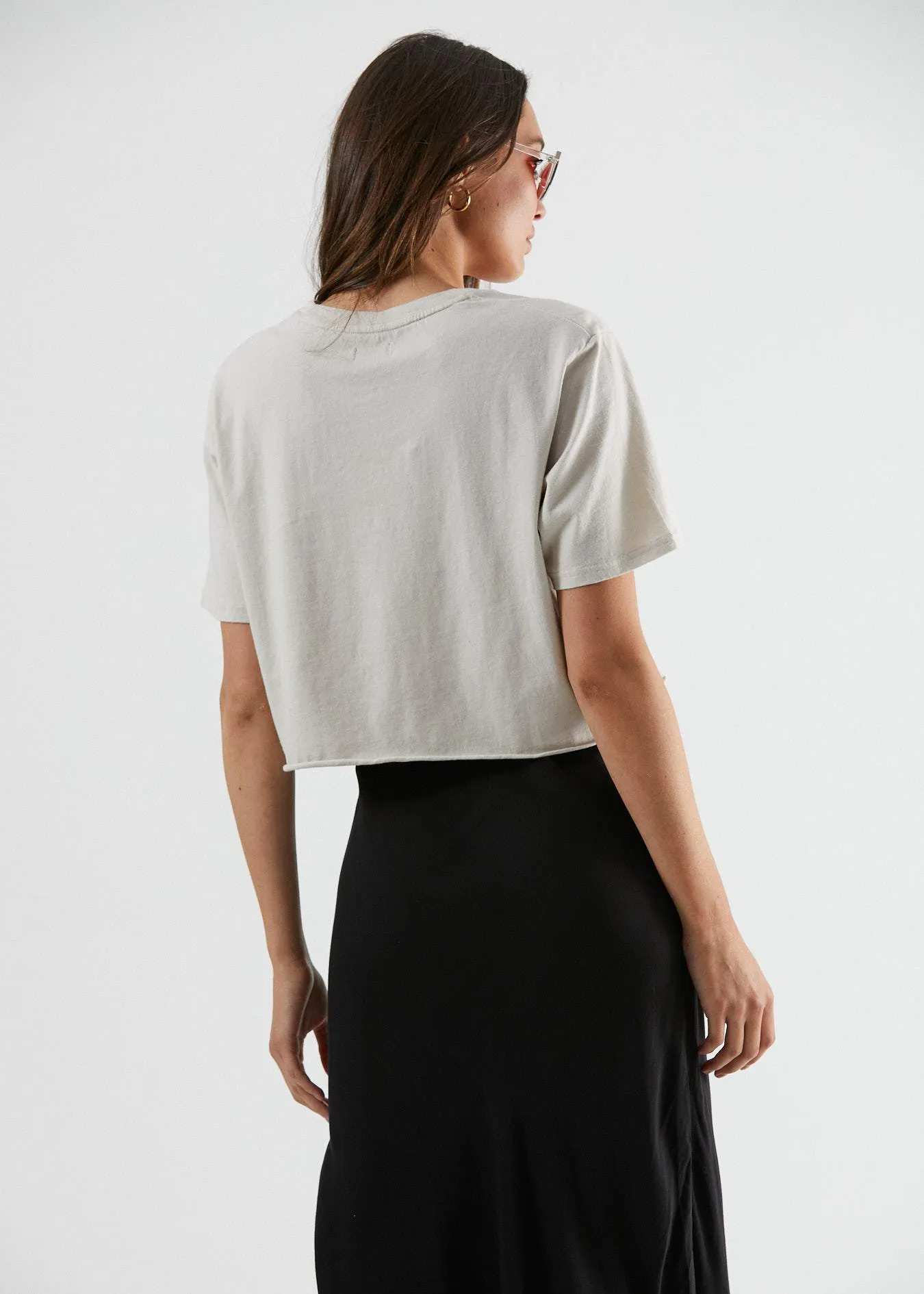 Afends Womens Aurora - Cut Off Boyfriend Fit Tee - Moonbeam