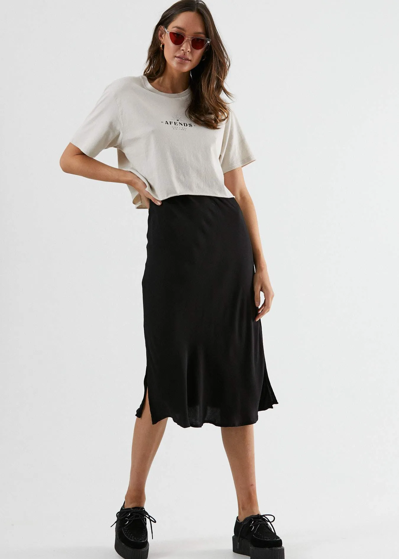 Afends Womens Aurora - Cut Off Boyfriend Fit Tee - Moonbeam