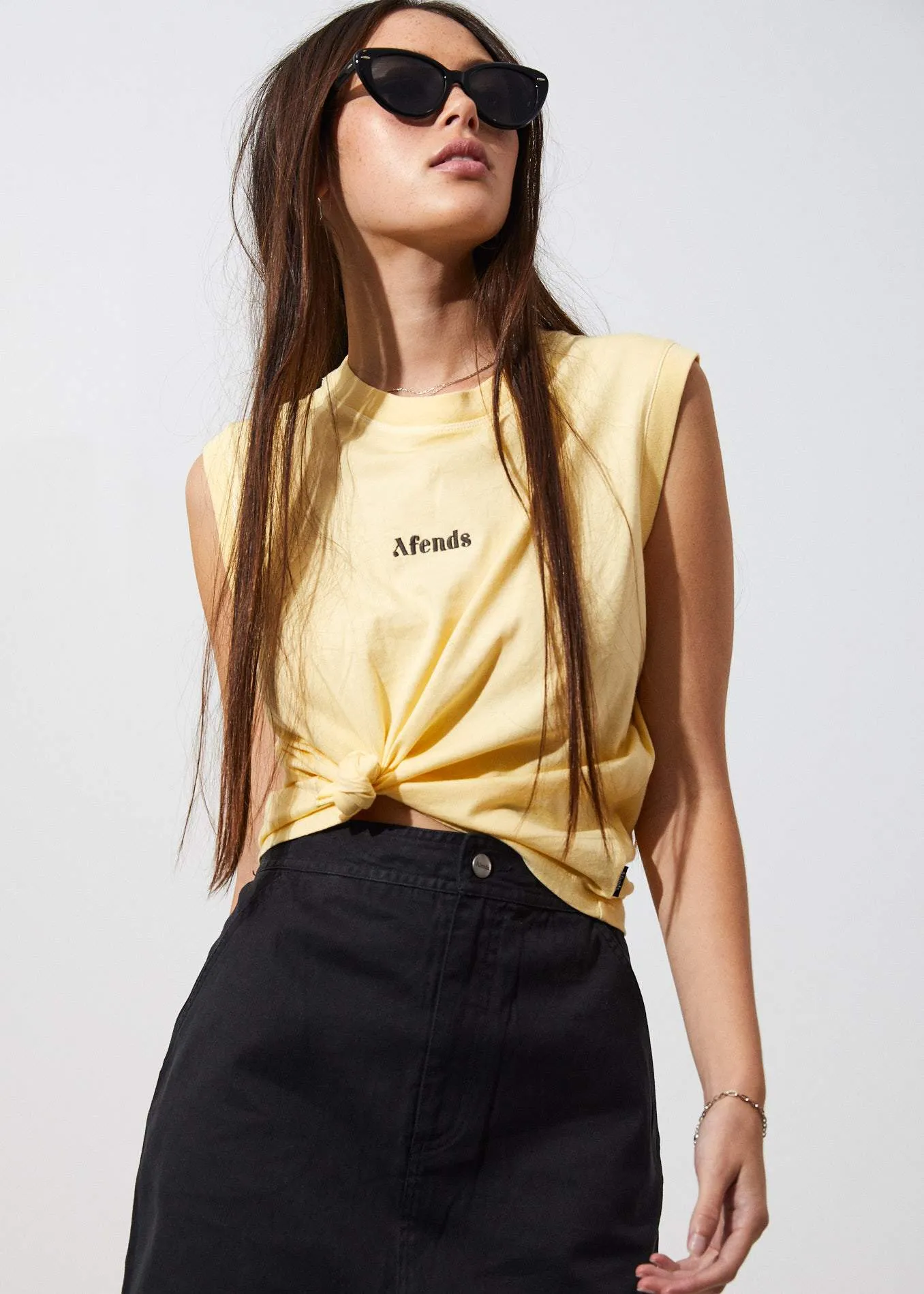 Afends Womens Baby - Retro Bandcut Tee - Sunlight
