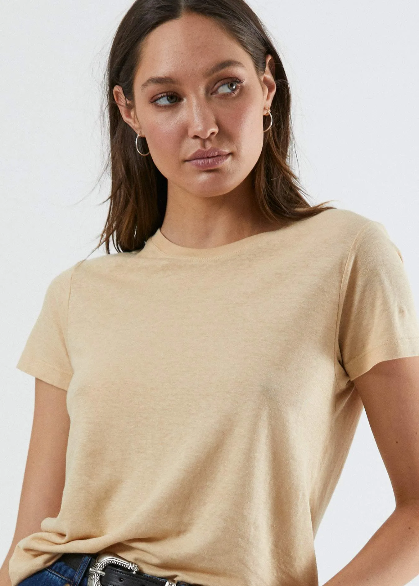 Afends Womens Hemp Basics - Standard Fit Tee - Dirty Beige