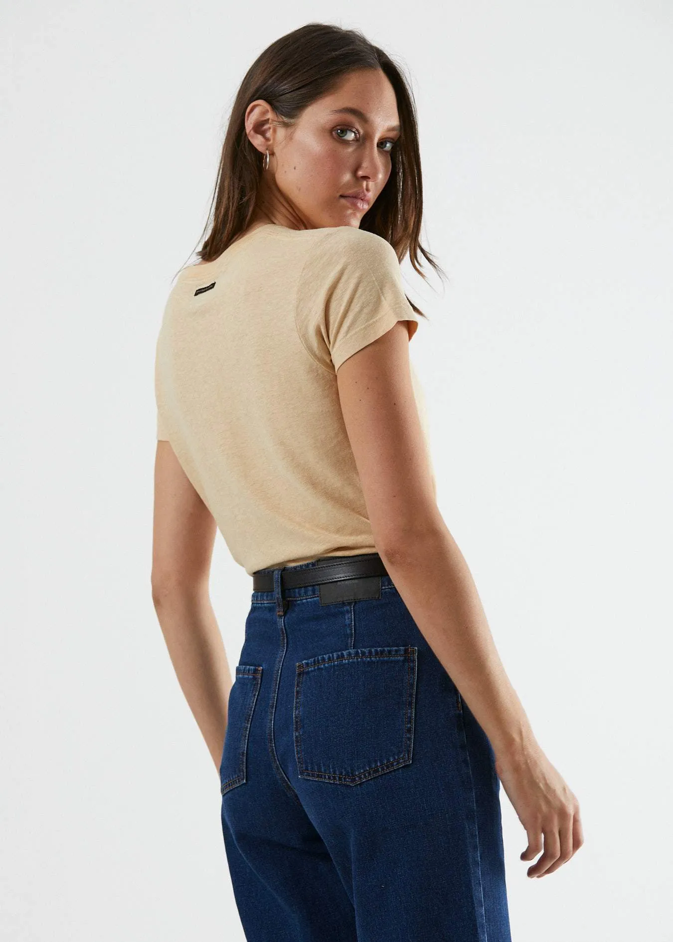 Afends Womens Hemp Basics - Standard Fit Tee - Dirty Beige