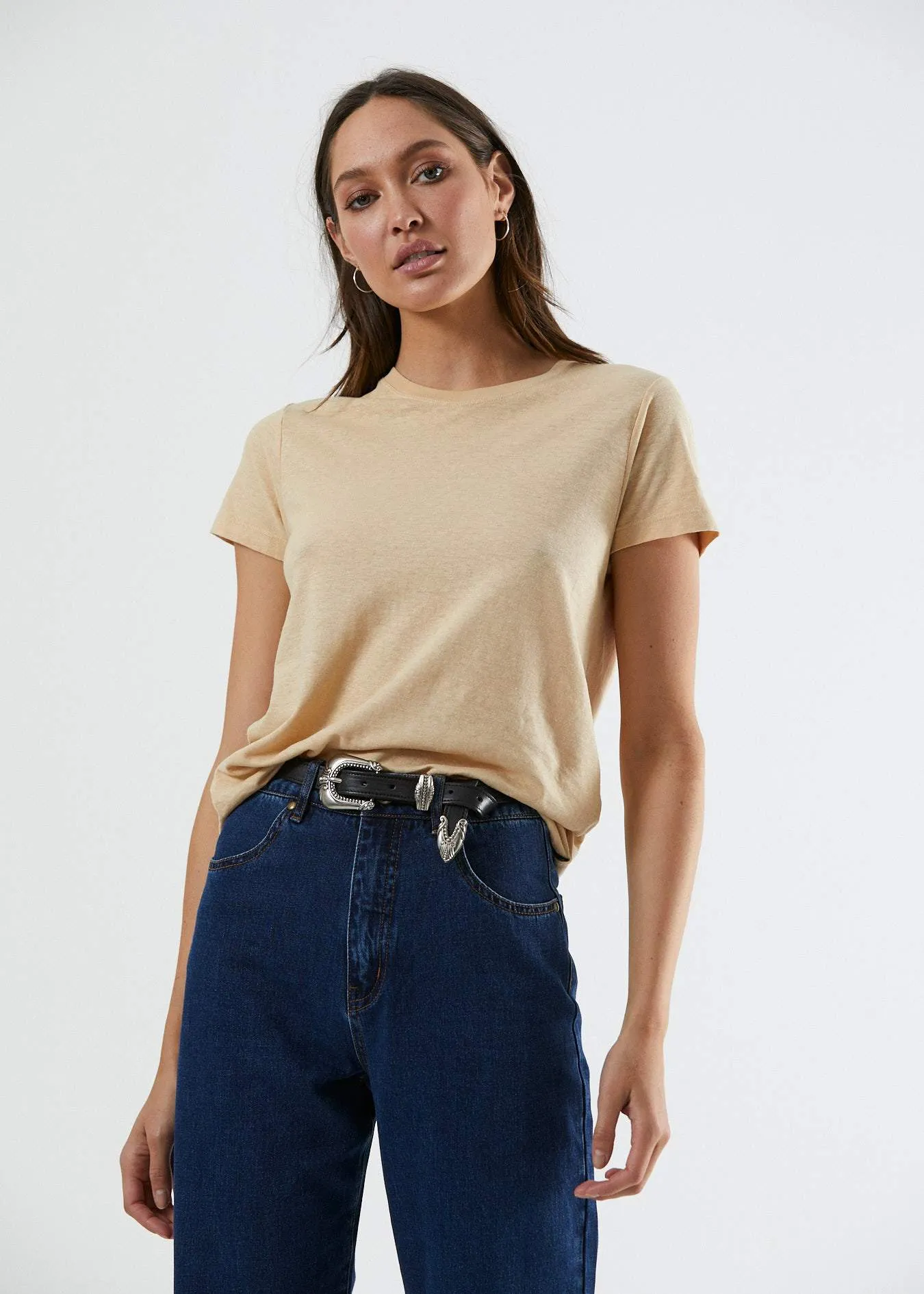 Afends Womens Hemp Basics - Standard Fit Tee - Dirty Beige