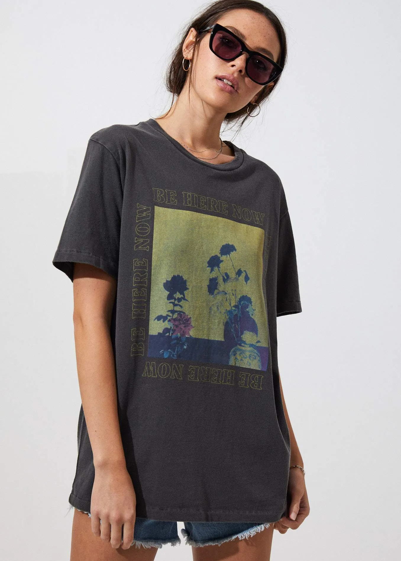 Afends Womens Here Now - Boyfriend Fit Tee - Washed Black