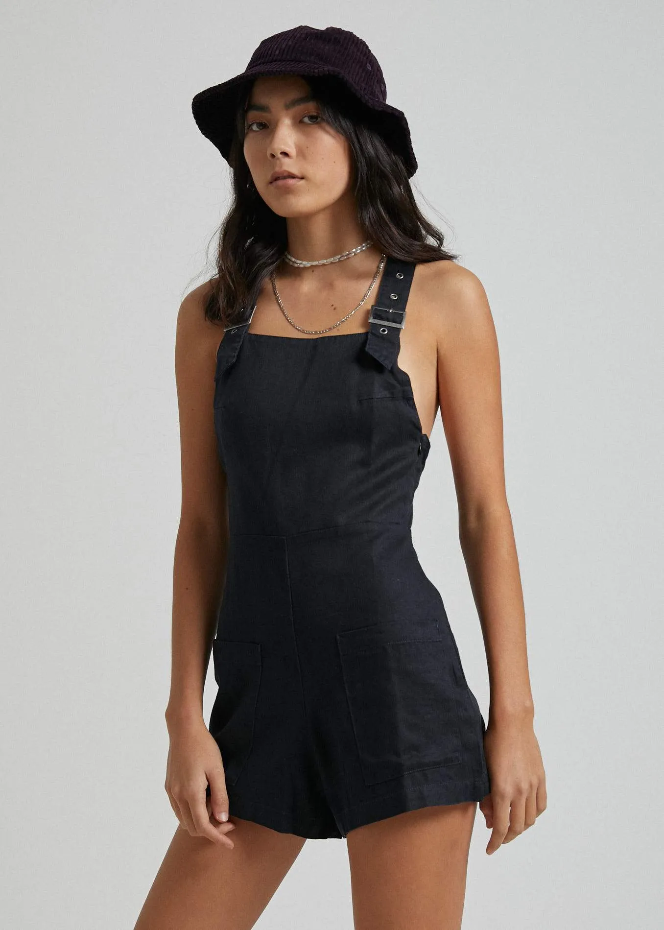 Afends Womens Nirvana - Hemp Playsuit - Black