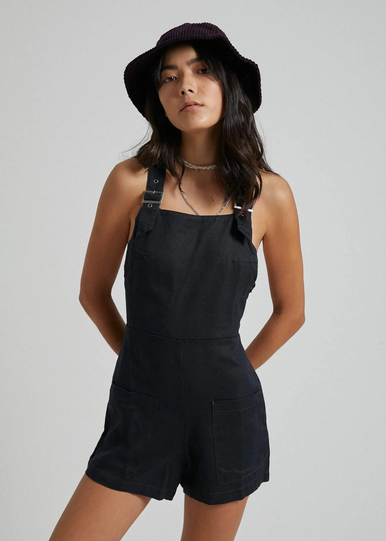Afends Womens Nirvana - Hemp Playsuit - Black