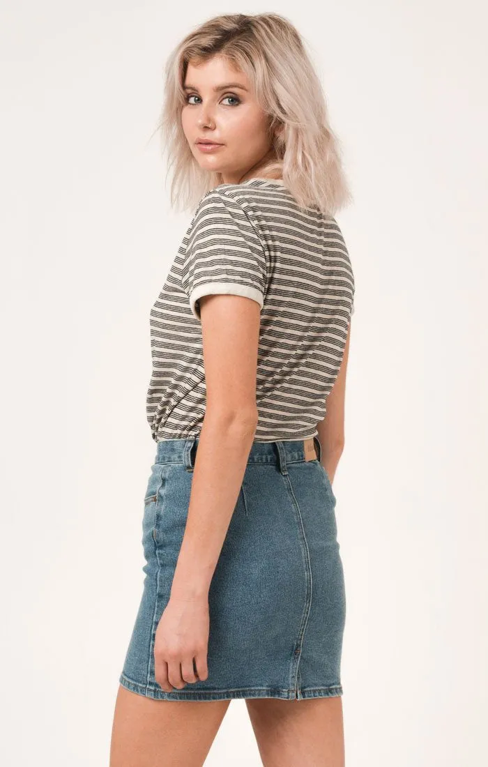 Afends Womens Zula - Hemp - Standard Fit Ringer Tee