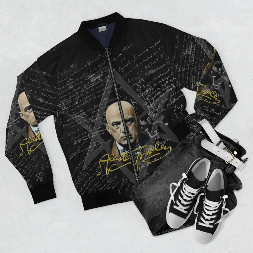 Aleister Crowley Occult Allover Bomber Jacket