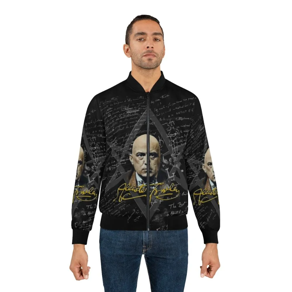 Aleister Crowley Occult Allover Bomber Jacket