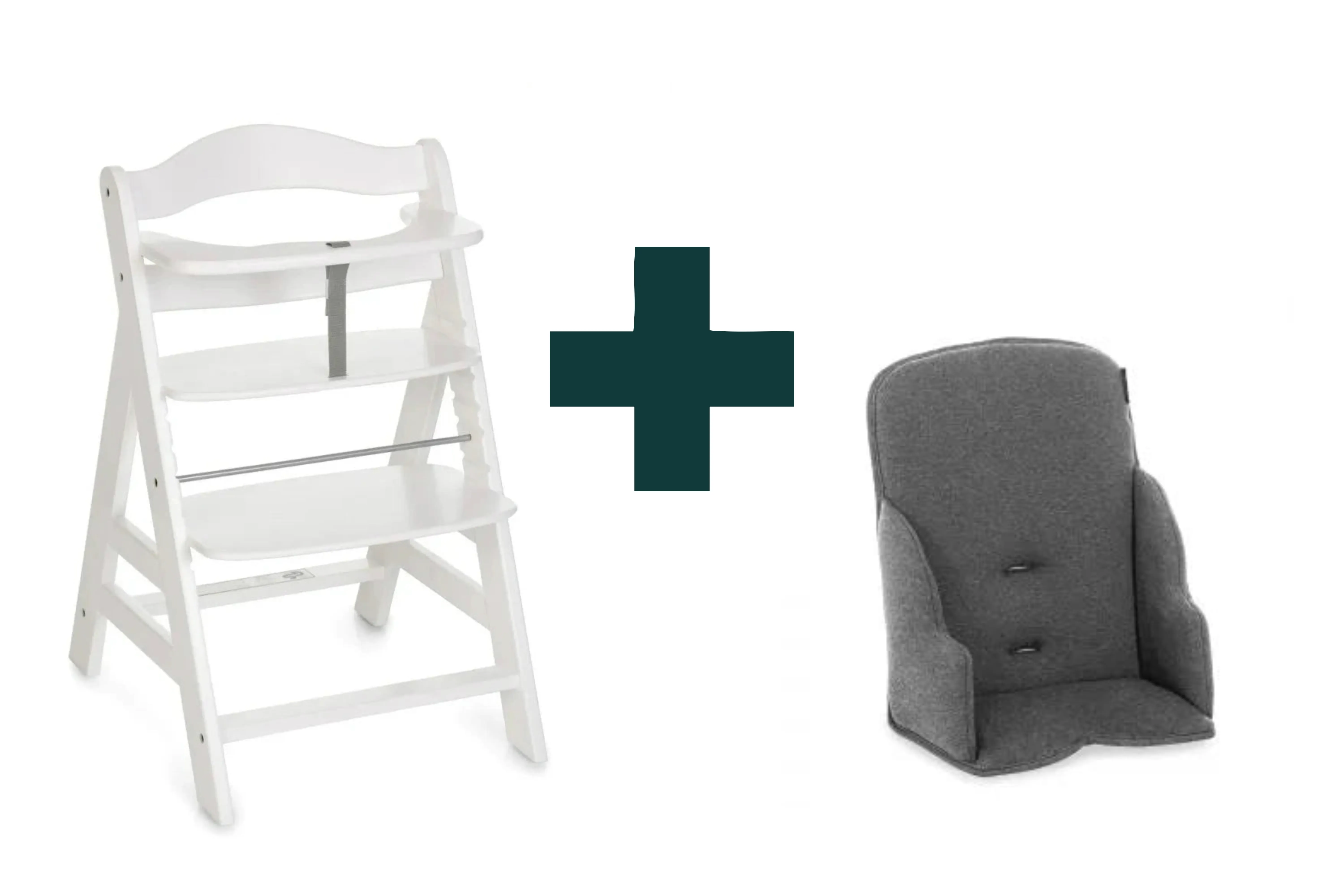 Alpha  Highchair with Cosy Select Seat - White/Jersey Charcoal